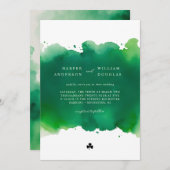 Invitation Aquarelle verte et mariage de trèfle (Devant / Derrière)