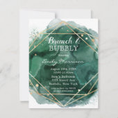 Invitation Aquarelle Verte Et Or Brunch & Bubbly (Devant)