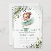 Invitation Aquarelle verte et or vert tutu ballerine (Devant)