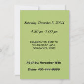 Invitation Aquarelle verte et violette Anniversaire Floral (Dos)