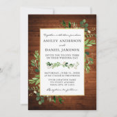 Invitation Aquarelle verte Eucalyptus Photo Mariage bois (Devant)