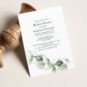 Invitation Aquarelle verte Fête des mariées Eucalyptus