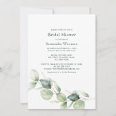 Invitation Aquarelle verte Fête des mariées Eucalyptus (Devant)