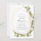 Invitation Aquarelle verte Fête des mariées géométrique Invit (Devant)