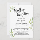 Invitation Aquarelle verte Foliage Réception de mariage (Devant)