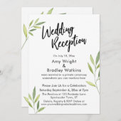 Invitation Aquarelle verte Foliage Réception de mariage (Devant / Derrière)