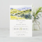 Invitation Aquarelle verte Jaune Campagne Hills Mariage (Debout devant)