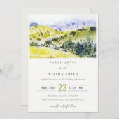 Invitation Aquarelle verte Jaune Campagne Hills Mariage (Devant / Derrière)