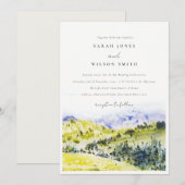 Invitation Aquarelle verte Jaune Campagne Hills Mariage (Devant / Derrière)