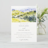 Invitation Aquarelle verte Jaune Campagne Hills Mariage (Debout devant)