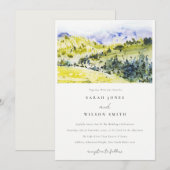 Invitation Aquarelle verte Jaune Campagne Hills Mariage (Devant / Derrière)