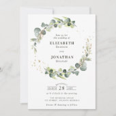 Invitation Aquarelle verte mariage de couronne (Devant)