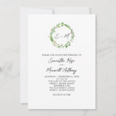 Invitation Aquarelle verte Mariage de couronne (Devant)