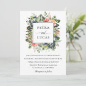 Invitation Aquarelle verte Marine Coral Mariage floral (Debout devant)