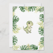 Invitation Aquarelle verte mignonne Trois Rex Dinosaure anniv (Dos)