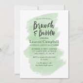 Invitation Aquarelle verte moderne Brunch et mousseux (Devant)