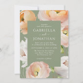 Invitation Aquarelle verte moderne Sage Mariage Floral (Devant)