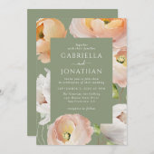 Invitation Aquarelle verte moderne Sage Mariage Floral (Devant / Derrière)