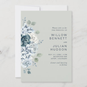 Invitation Aquarelle verte moderne Sage Mariage Floral