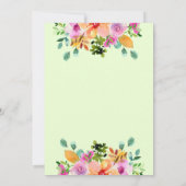 Invitation Aquarelle verte orange rose gras Mariage floral (Dos)