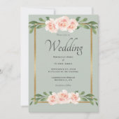 Invitation Aquarelle verte Sage Mariage floral romantique (Devant)