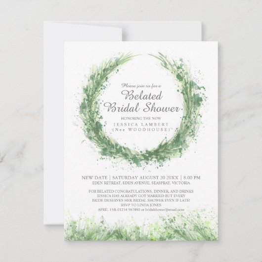 Invitation Aquarelle verte splat nuptiale (Devant)