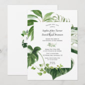 Invitation Aquarelle verte tendance Mariage vert tropical (Devant / Derrière)