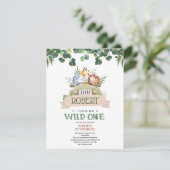 Invitation Aquarelle verte Wild One Jungle Safari Anniversair (Debout devant)