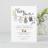Invitation Aquarelle Vêtements bébé | Baby shower Boho Boy (Debout devant)