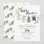 Invitation Aquarelle Vêtements bébé | Baby shower Boho Boy (Devant / Derrière)