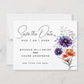 Invitation Aquarelle Vibrant Orange et violet Fleurs sauvages (Devant)