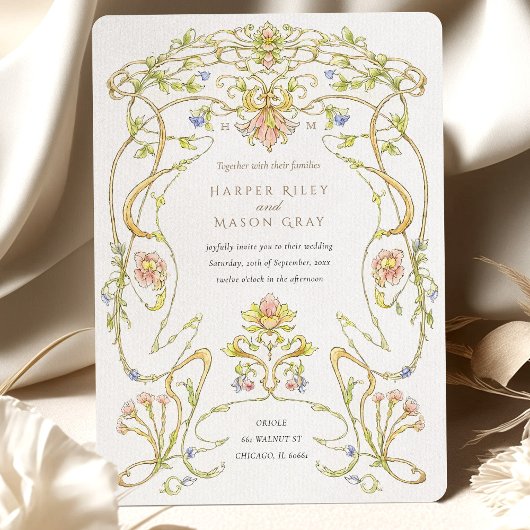 Invitation Aquarelle victorienne Floral Arch Mariage