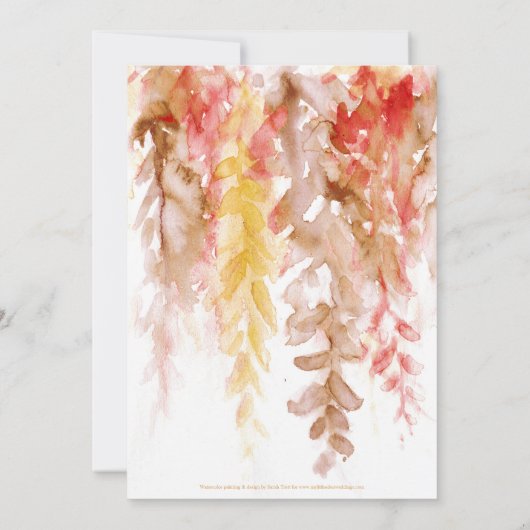 Invitation Aquarelle vigne brun orange rouge mariage de autom (Dos)