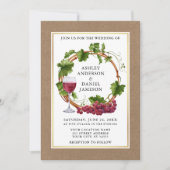 Invitation Aquarelle Vignes Vignes Bois Wreath Kraft Mariage (Devant)