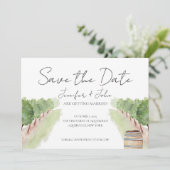 Invitation Aquarelle vignoble Enregistrer la date (Debout devant)