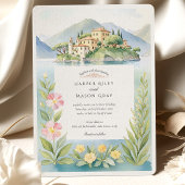 Invitation Aquarelle Villa del Balbianello Lac de Côme Mariag