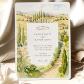 Invitation Aquarelle Villa La Foce Toscane Italie Mariage