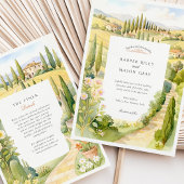Invitation Aquarelle Villa La Foce Toscane Italie Mariage