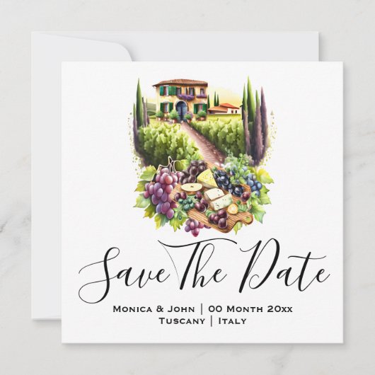 Invitation Aquarelle Villa toscane Italie chic Italie (Devant)