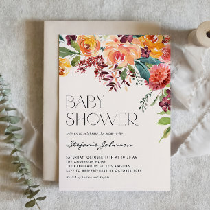 Invitation Aquarelle Vintage Automne Floral Bouquet Baby show