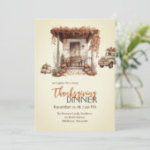 Invitation Aquarelle vintage Boho brûlé Orange Thanksgiving (Debout devant)