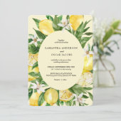 Invitation Aquarelle vintage Cadre de citrons jaunes (Debout devant)