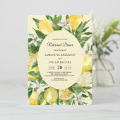 Invitation Aquarelle vintage Cadre de citrons jaunes (Debout devant)