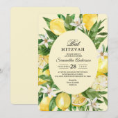 Invitation Aquarelle vintage Cadre de citrons jaunes (Devant / Derrière)