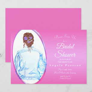 Invitation Aquarelle vintage Fête des mariées Jean Jacket