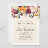 Invitation Aquarelle vintage Fleurs d'automne Bart Mitzvah (Devant)