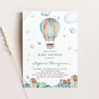 Aquarelle vintage Hot Air Balloon Baby shower garç