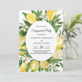 Invitation Aquarelle Vintage Kraft Cadre citrons jaunes (Debout devant)