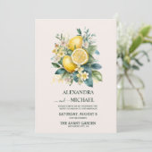 Invitation Aquarelle vintage Mariage d'agrumes d'été (Debout devant)