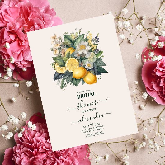 Invitation Aquarelle vintage Mariage d'agrumes d'été